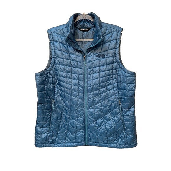 The North Face Thermoball Teal Blue Quilted Puffer Vest Jacket Womens Size XL - Picture 1 of 14